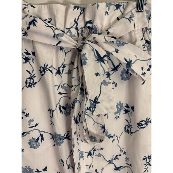 ARITZIA WILFRED Le Fou Maryvonne Skirt Med Tie Front Paper Bag White Blue Floral - Picture 5 of 13